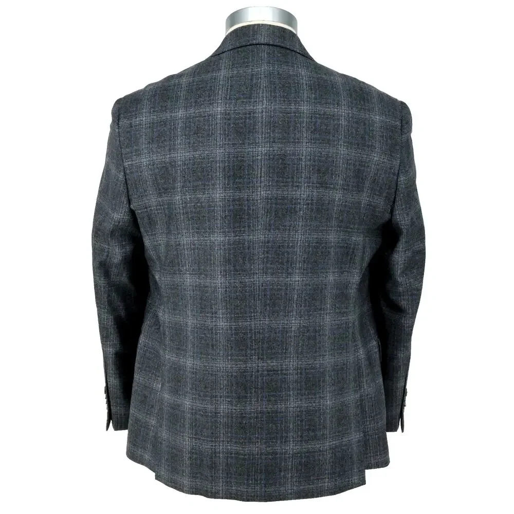 Joseph Abboud Sport Coat Mens 44S Gray Window Pane Plaid Wool Blazer Jacket